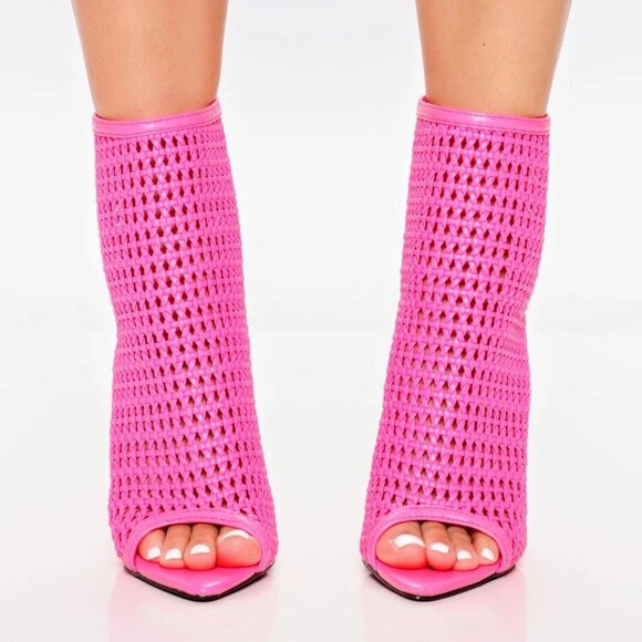 Hot Pink Peep-Toe Stiletto Booties - Size 10 - NWT ! - Picture 4 of 4